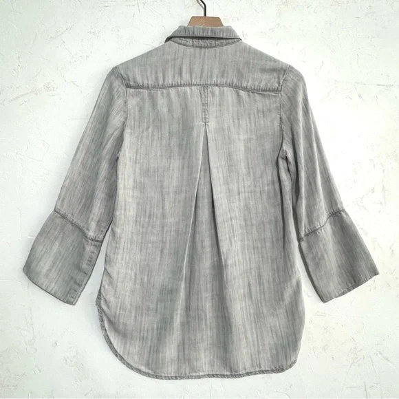 Cloth & Stone Washed Gray Tencel Button-Up Shirt, Hi-Low Hem – XS - Picture 6 of 7